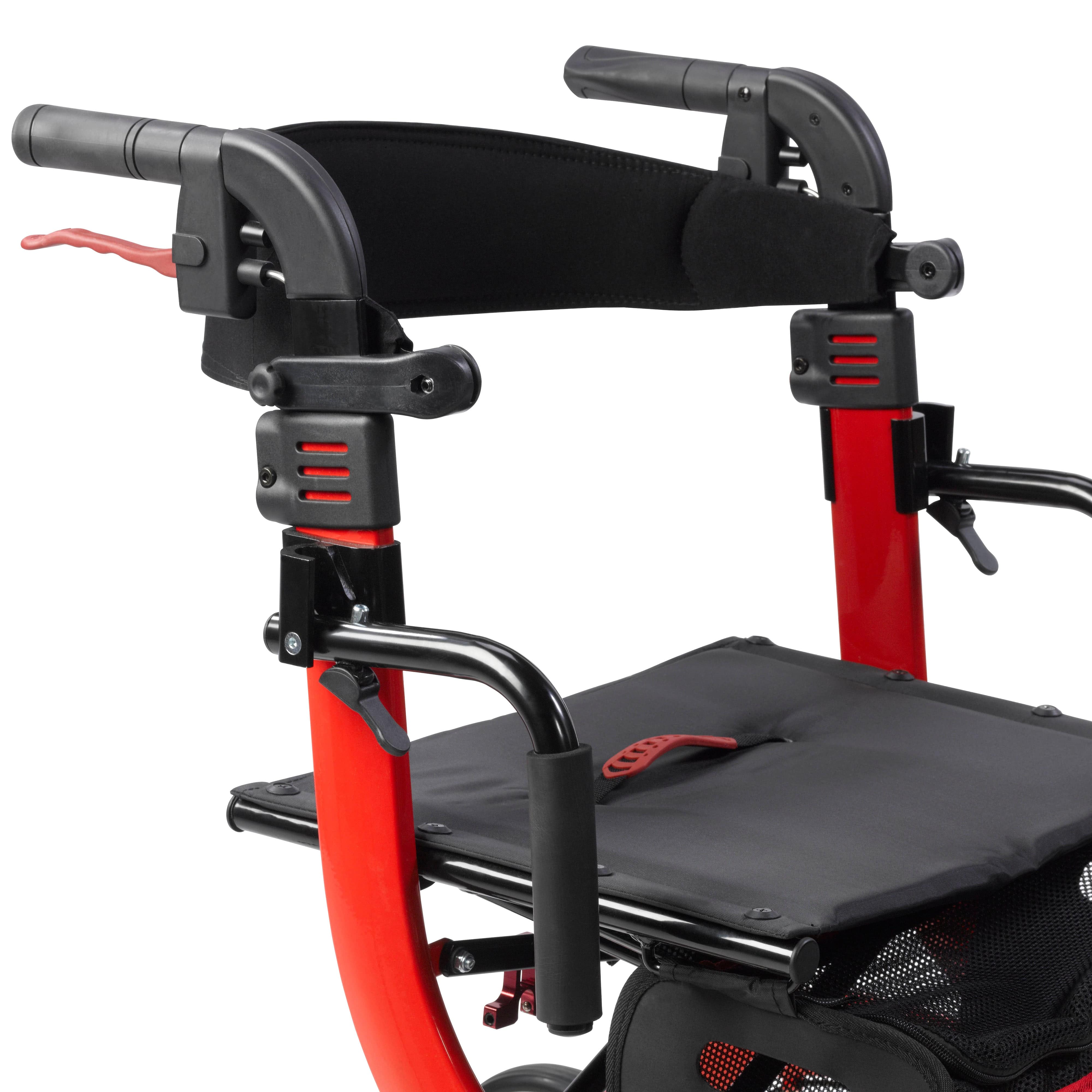 Drive Medical Drive Medical Nitro Duet Dual Function Transport Wheelchair and Rollator Rolling Walker, Red rtl10266dt